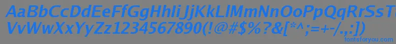 Luxisbi-Schriftart – Blaue Schriften auf grauem Hintergrund