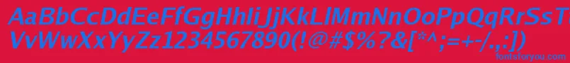 Luxisbi-fontti – siniset fontit punaisella taustalla