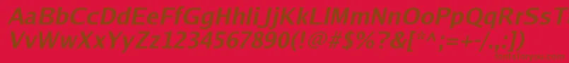 Luxisbi-Schriftart – Braune Schriften auf rotem Hintergrund
