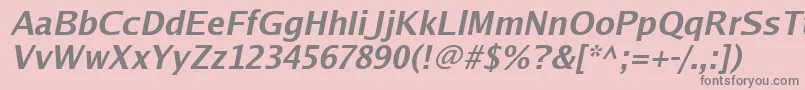 Luxisbi-fontti – harmaat kirjasimet vaaleanpunaisella taustalla