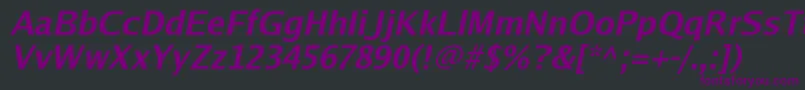 Luxisbi-fontti – violetit fontit mustalla taustalla