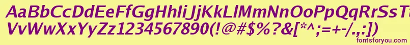 Luxisbi-fontti – violetit fontit keltaisella taustalla