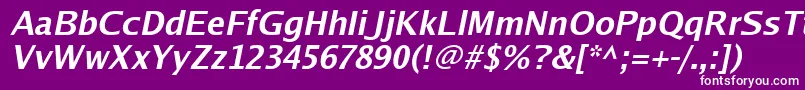 Luxisbi-fontti – valkoiset fontit violetilla taustalla