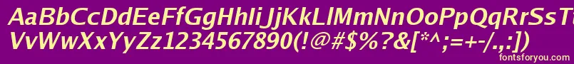 Luxisbi-fontti – keltaiset fontit violetilla taustalla