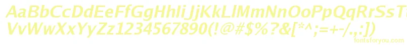 フォントLuxisbi – 白い背景に黄色の文字
