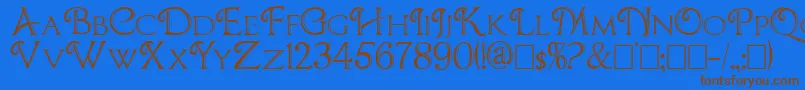 フォントCBoxD – 茶色の文字が青い背景にあります。