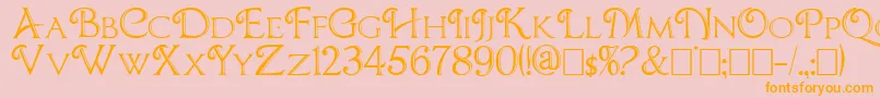 CBoxD-Schriftart – Orangefarbene Schriften auf rosa Hintergrund