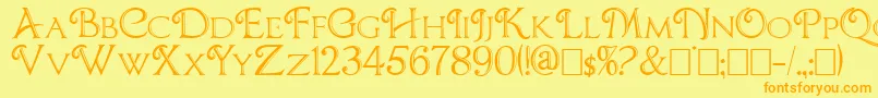 CBoxD-Schriftart – Orangefarbene Schriften auf gelbem Hintergrund
