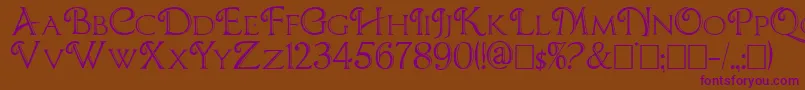 CBoxD-fontti – violetit fontit ruskealla taustalla