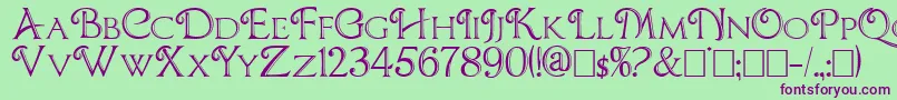 フォントCBoxD – 緑の背景に紫のフォント