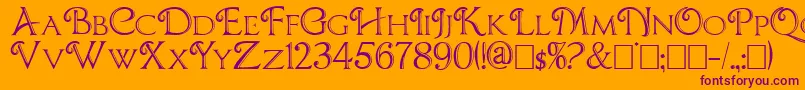 CBoxD-fontti – violetit fontit oranssilla taustalla
