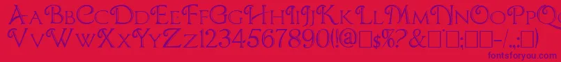 CBoxD-Schriftart – Violette Schriften auf rotem Hintergrund