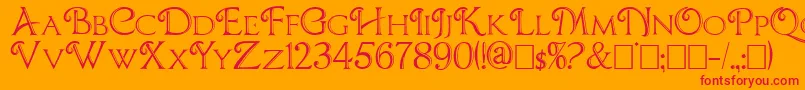 CBoxD-Schriftart – Rote Schriften auf orangefarbenem Hintergrund