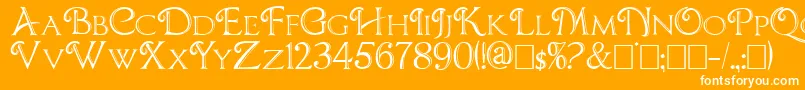 CBoxD-Schriftart – Weiße Schriften auf orangefarbenem Hintergrund