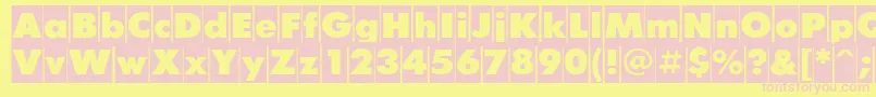 FuturiscameoCyrillic-fontti – vaaleanpunaiset fontit keltaisella taustalla