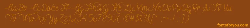VampireHeartTtf-Schriftart – Orangefarbene Schriften auf braunem Hintergrund