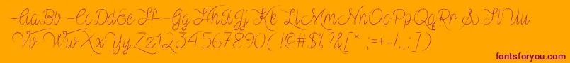 VampireHeartTtf-Schriftart – Violette Schriften auf orangefarbenem Hintergrund