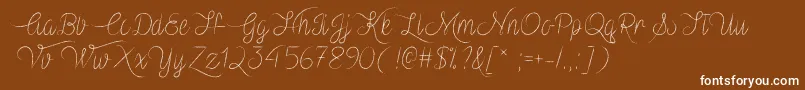 VampireHeartTtf-Schriftart – Weiße Schriften auf braunem Hintergrund