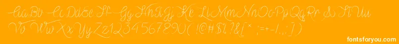 VampireHeartTtf-Schriftart – Weiße Schriften auf orangefarbenem Hintergrund