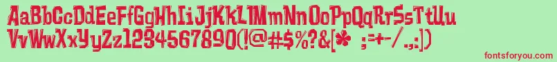 VademecumRegular Font – Red Fonts on Green Background