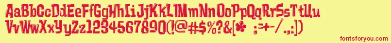 VademecumRegular Font – Red Fonts on Yellow Background