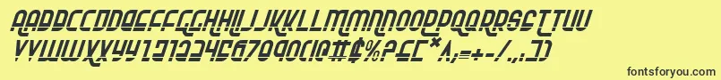 RokikierLaserItalic-fontti – mustat fontit keltaisella taustalla