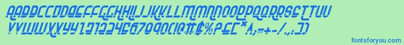 RokikierLaserItalic-fontti – siniset fontit vihreällä taustalla
