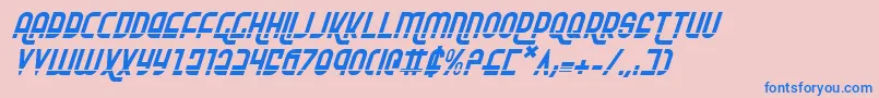 フォントRokikierLaserItalic – ピンクの背景に青い文字