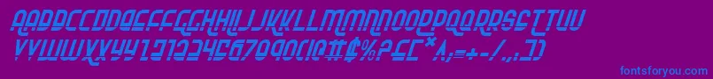 RokikierLaserItalic-Schriftart – Blaue Schriften auf violettem Hintergrund