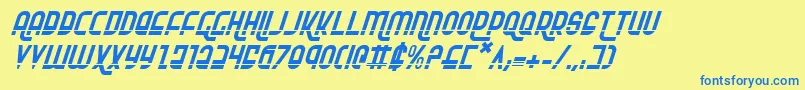 RokikierLaserItalic Font – Blue Fonts on Yellow Background