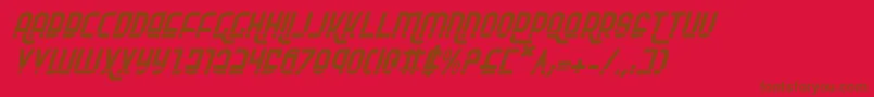 RokikierLaserItalic-Schriftart – Braune Schriften auf rotem Hintergrund