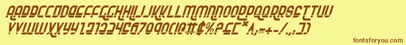 RokikierLaserItalic-fontti – ruskeat fontit keltaisella taustalla
