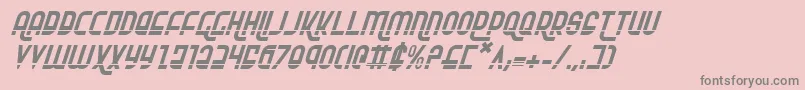 RokikierLaserItalic-fontti – harmaat kirjasimet vaaleanpunaisella taustalla