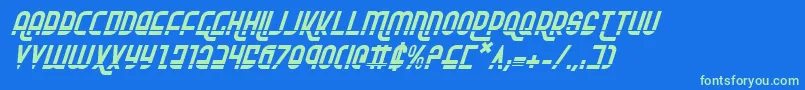 RokikierLaserItalic-fontti – vihreät fontit sinisellä taustalla