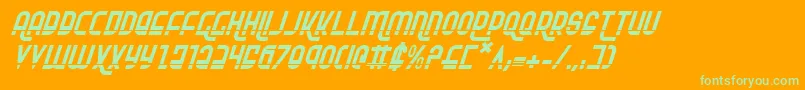 RokikierLaserItalic-fontti – vihreät fontit oranssilla taustalla