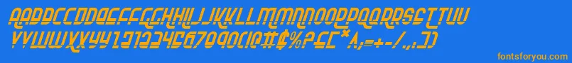RokikierLaserItalic-fontti – oranssit fontit sinisellä taustalla