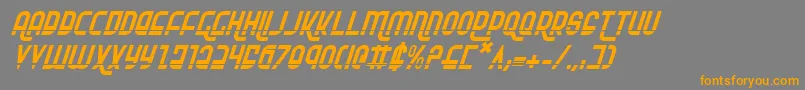 フォントRokikierLaserItalic – オレンジの文字は灰色の背景にあります。