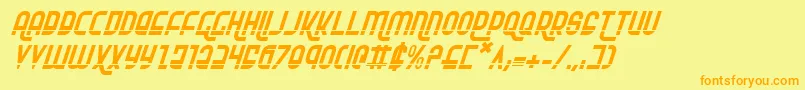 RokikierLaserItalic-fontti – oranssit fontit keltaisella taustalla