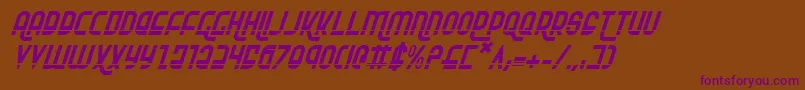 RokikierLaserItalic-Schriftart – Violette Schriften auf braunem Hintergrund