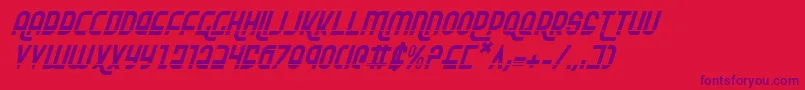RokikierLaserItalic-Schriftart – Violette Schriften auf rotem Hintergrund