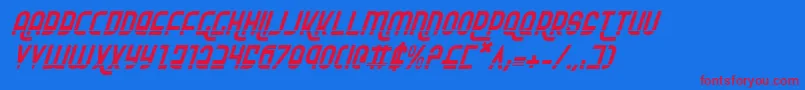 RokikierLaserItalic-fontti – punaiset fontit sinisellä taustalla