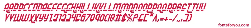 RokikierLaserItalic-fontti – punaiset fontit valkoisella taustalla