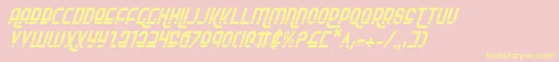 RokikierLaserItalic-fontti – keltaiset fontit vaaleanpunaisella taustalla