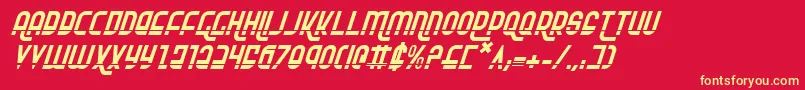 RokikierLaserItalic-fontti – keltaiset fontit punaisella taustalla