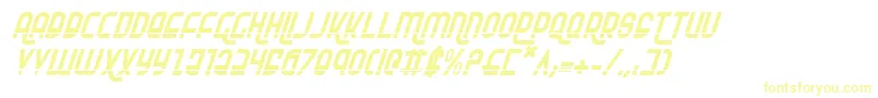 RokikierLaserItalic-fontti – keltaiset fontit valkoisella taustalla