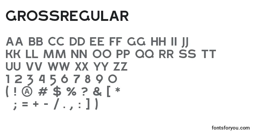 GrossRegular font – alphabet, numbers, special characters