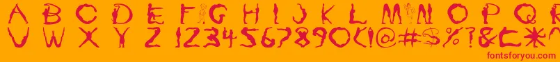 Yoga1-Schriftart – Rote Schriften auf orangefarbenem Hintergrund
