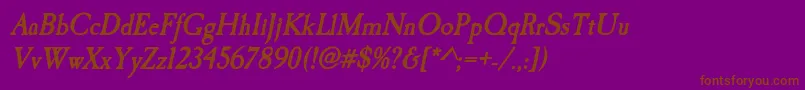 CaslonantiqueBolditalic-Schriftart – Braune Schriften auf violettem Hintergrund