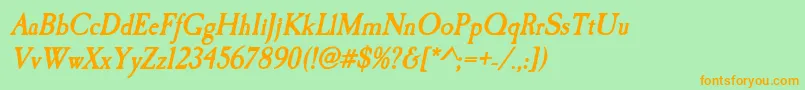 CaslonantiqueBolditalic Font – Orange Fonts on Green Background