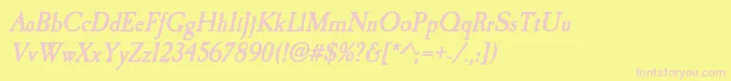 CaslonantiqueBolditalic-Schriftart – Rosa Schriften auf gelbem Hintergrund